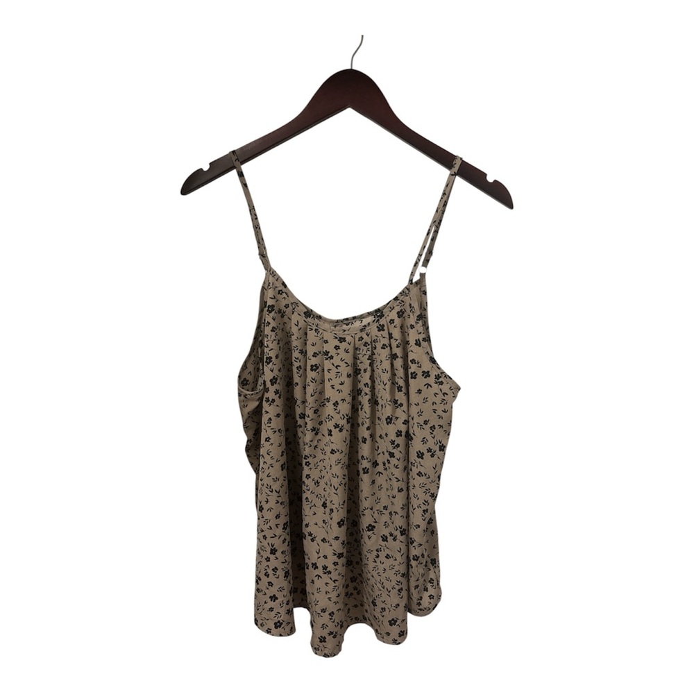 Shein Women's Curve Cami Tank Adjustable Straps Tan with Black Flowers Size 0X